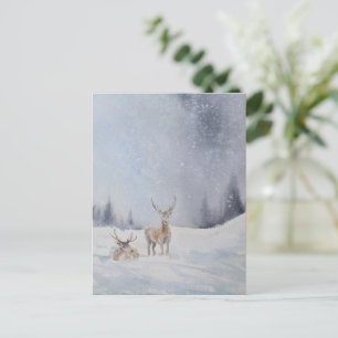 Water Colour Deer Christmas postcard