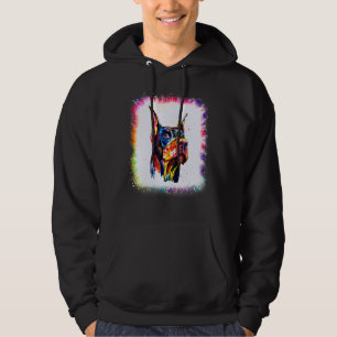 Water Colour Doberman Dog Love R Boy Girl Tie Dye Hoodie