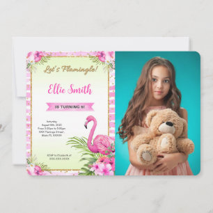 Water Colour Flamingo Photo Invitation