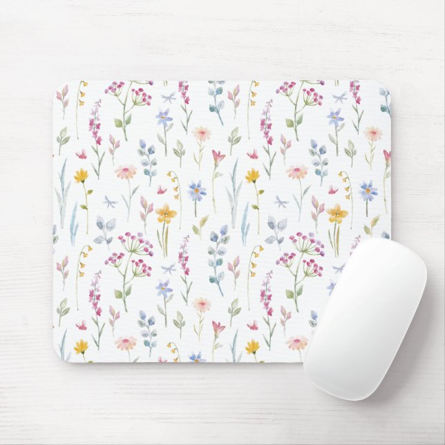 Water Colour Floral Pattern Mouse Pad (With Mouse)