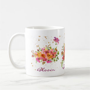 Water colour Flower Bright Gold Coffee Mug 