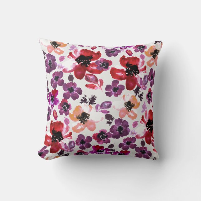water colour flower cushion (Front)