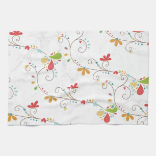 Water colour Flowers Pattern Custom Background Tea Towel