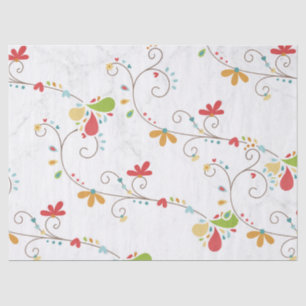 Water Colour Flowers Pattern Custom Background  Tissue Paper