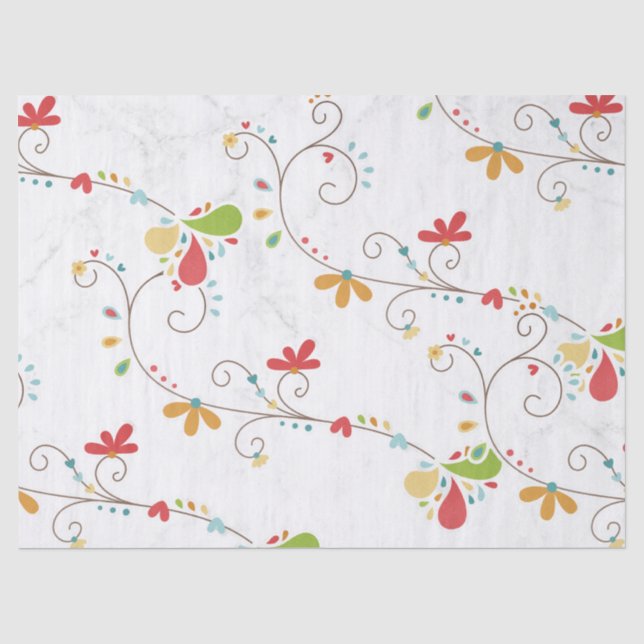 Water Colour Flowers Pattern Custom Background  Tissue Paper (Front)