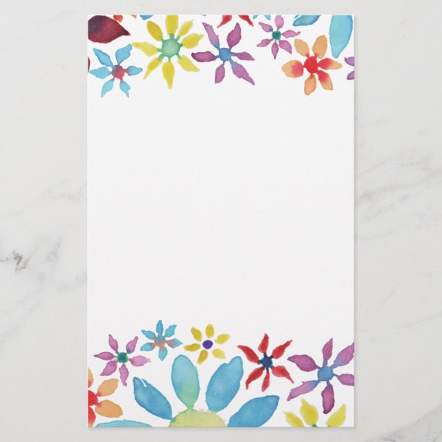 Water Colour Flowers Stationery (Front)