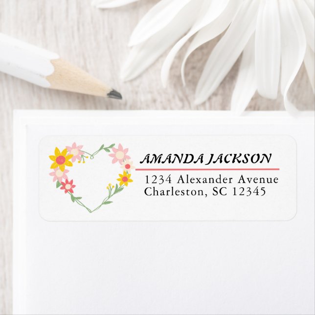 Water Colour Flowers Surround Heart Shape (Insitu)