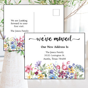 Water Colour Flowers We Have Moved Announcement Postcard