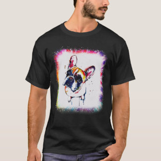 Water-Colour French Bull-Dog, Boy Girl Tie Dye Ble T-Shirt