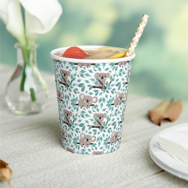 Water Colour Koala Bear Paper Cups (Insitu)