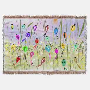 Water-colour Modern Birds in the Morning  Throw Blanket