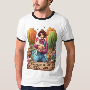 Water Colour Mother Clucker Chicken Farmer  T-Shirt