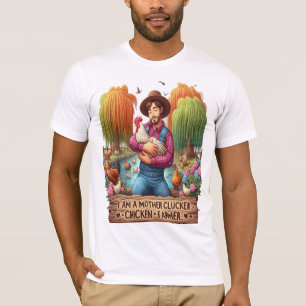 Water Colour Mother Clucker Chicken Farmer T-Shirt