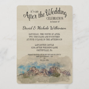 Water Colour Mountains After Wedding Party Invite
