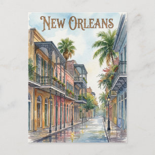 water colour New Orleans Louisiana Postcard