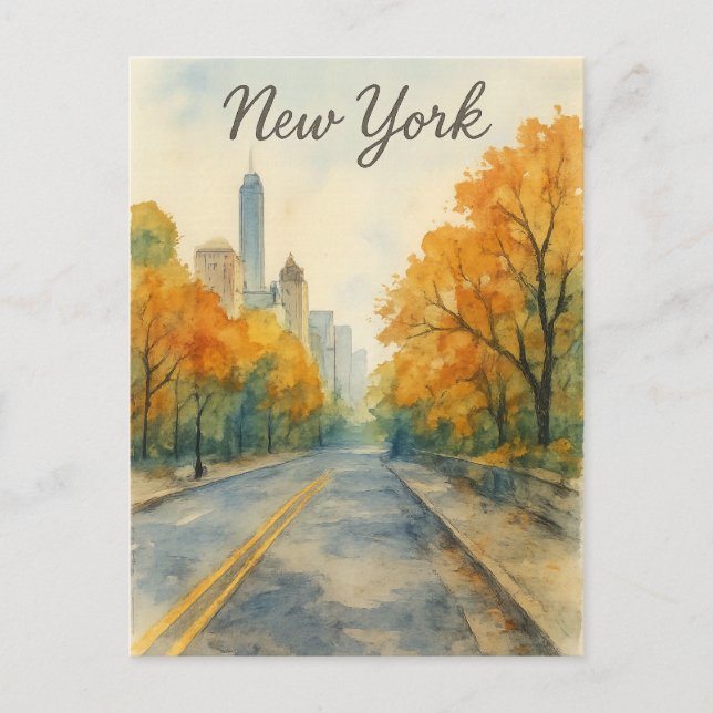 water colour new york  postcard (Front)