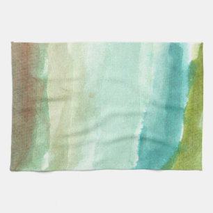 water colour painted abstract tea towel