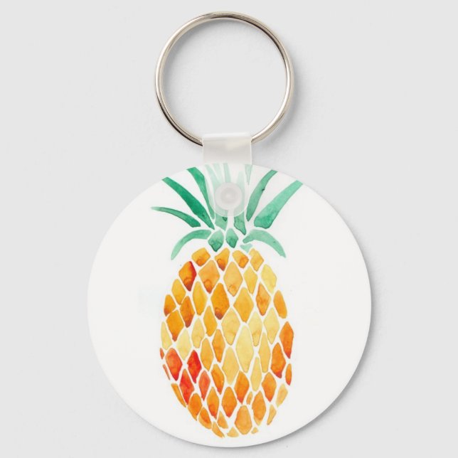 Water- Colour Pineapple Key Ring (Front)