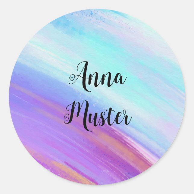 Water colour - pink blue | round classic round sticker (Front)
