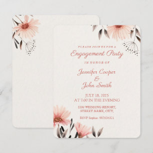 Water Colour Pink Floral  Engagement Party Invitation