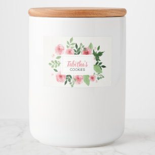 Water Colour Pink Roses Cookie Food Label