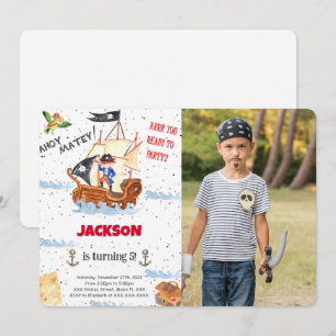 Water Colour Pirate Photo Invitation
