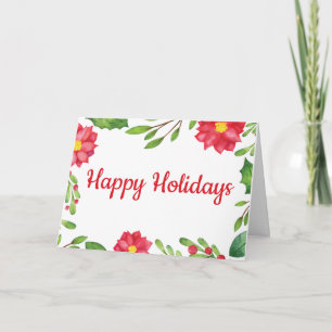 Water Colour Poinsettia Holiday Card