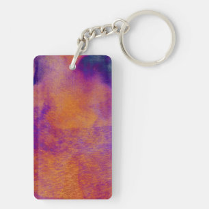 Water colour red yellow blue purple graphic art key ring
