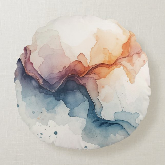 Water Colour Retro Round Cushion (Front)