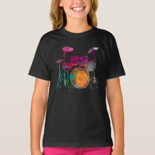 Water Colour Style Drummer Drum Set  Drummer T-Shirt