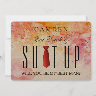 Water colour  Suitup Will you be my Bestman Invitation