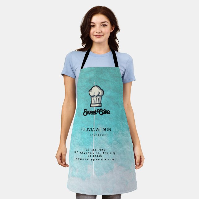  Water Colour Surface Pink Single Side Logo Apron (Worn)