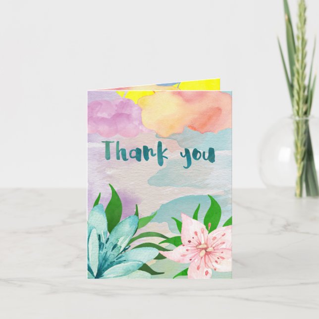 Water Colour Thank You Greeting Card (Front)