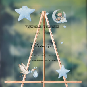 Water colour twinkle twinkle little star boy baby acrylic sign