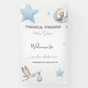Water colour twinkle twinkle little star boy baby banner