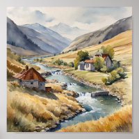 Water colour valley print