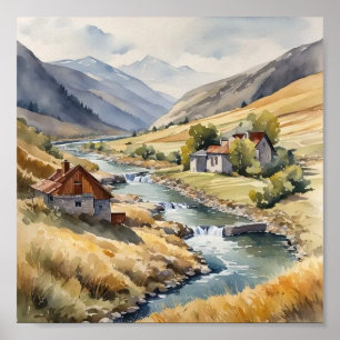 Water colour valley print