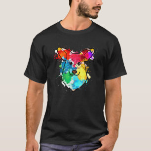 Water Colour Welsh Corgi Dog Paint Splat Gif T-Shirt