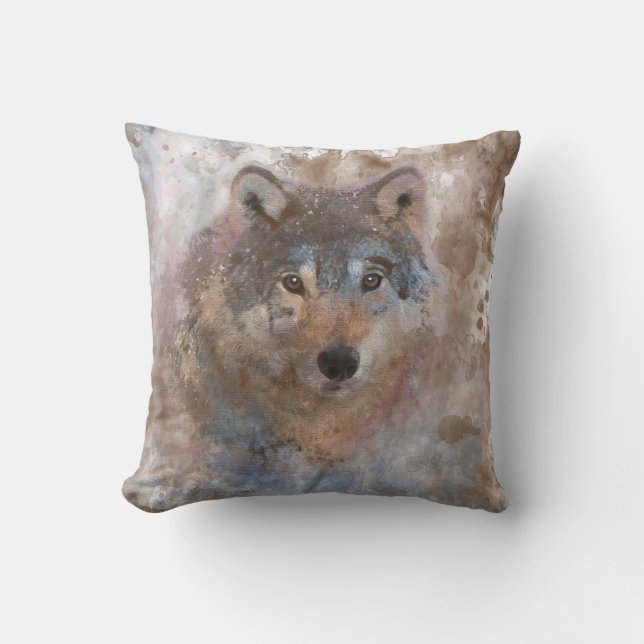 Water colour Wolfs Cushion (Front)