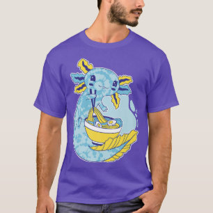 Water Coloured Axolotl Eating Ramen Noodles Anime  T-Shirt