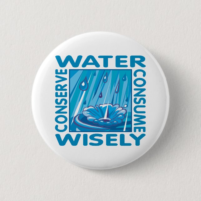 Water Conservation 6 Cm Round Badge (Front)