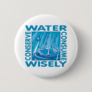 Water Conservation 6 Cm Round Badge
