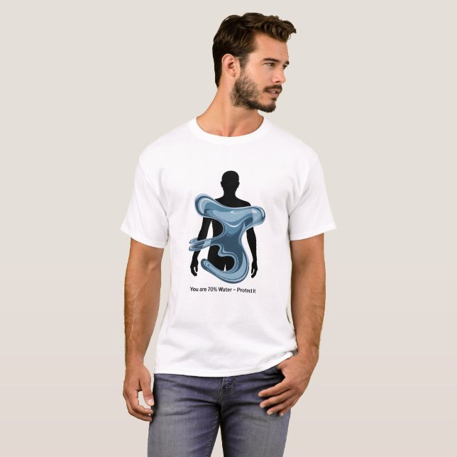 Water Conservation Eco Awareness Design T-Shirt (Front Full)