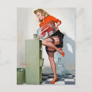 Water Cooler Pin Up Postcard