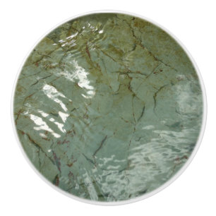 Water-Covered Rock Slab Nature Photo Ceramic Knob