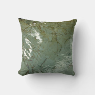 Water-Covered Rock Slab Nature Photo Cushion