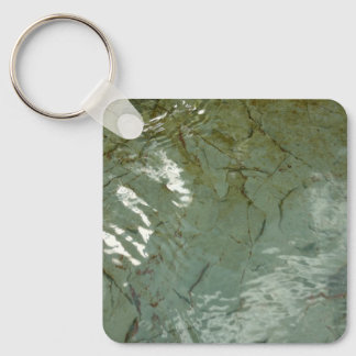 Water-Covered Rock Slab Nature Photo Key Ring
