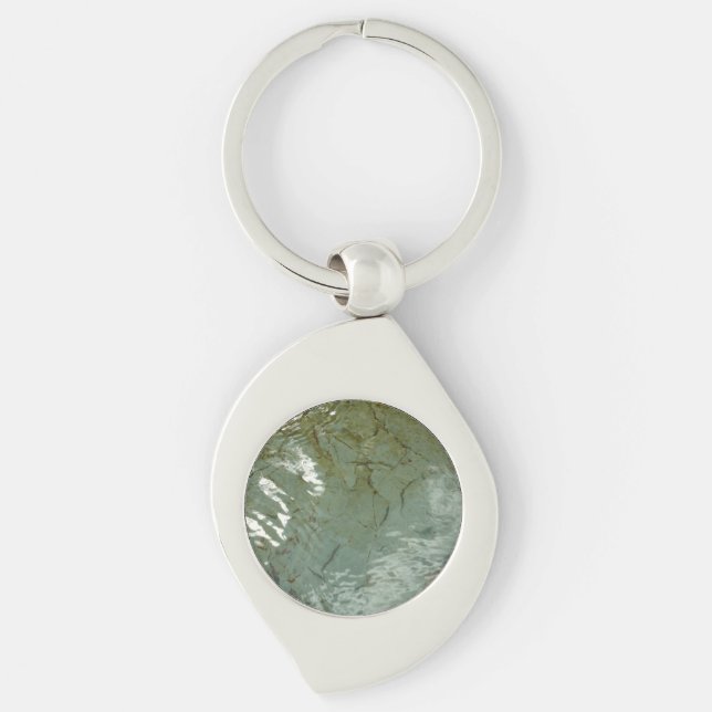 Water-Covered Rock Slab Nature Photo Key Ring (Front)