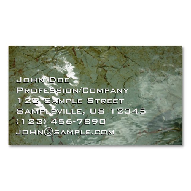 Water-Covered Rock Slab Nature Photo Magnetic Business Card (Front)