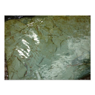 Water-Covered Rock Slab Nature Photo Print